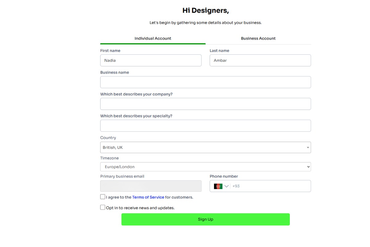 Easy account creation