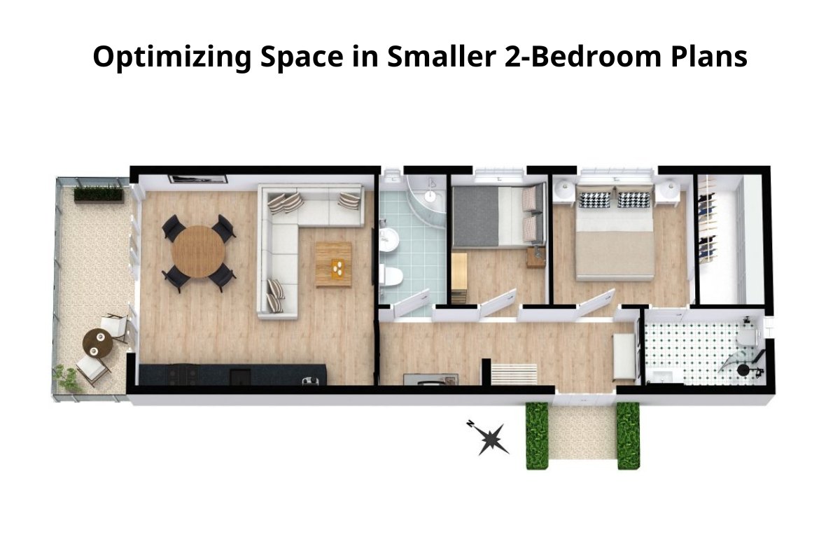 Optimizing Space in Smaller 2-Bedroom Plans