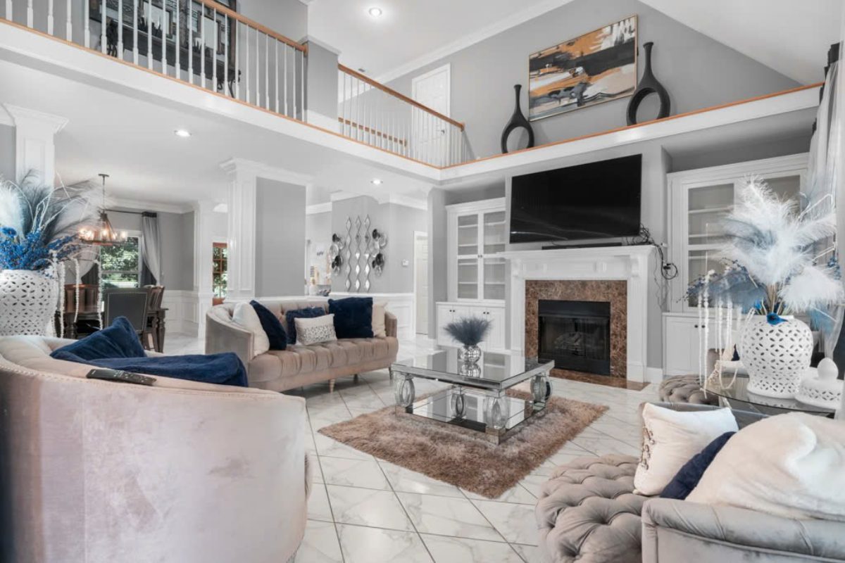 spacious living room warm carpet